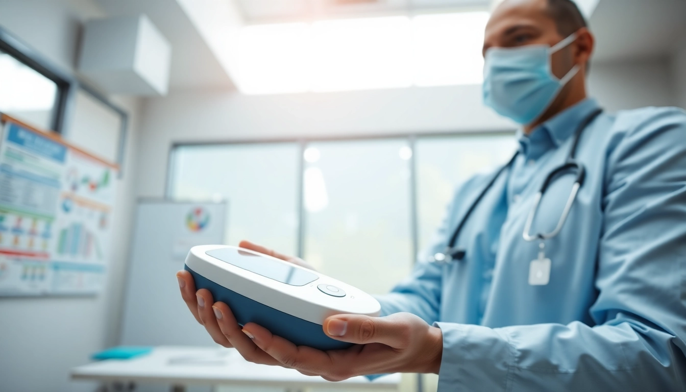 Demonstration of a choking device highlighting its features and usability in a clinical setting.