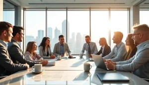 Dynamic team collaboration with Quickplus Business Consultants in a modern office setting.