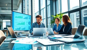 People engaged in Good Wolf Marketing strategies within a professional office setting.