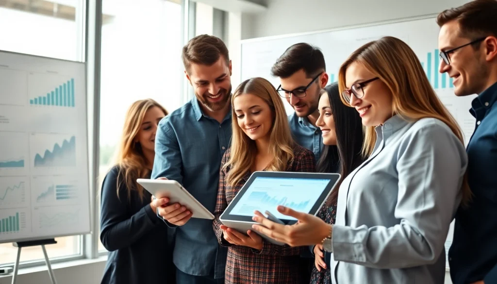 Engaging discussion at a professional seo agency, highlighting teamwork and digital strategy.