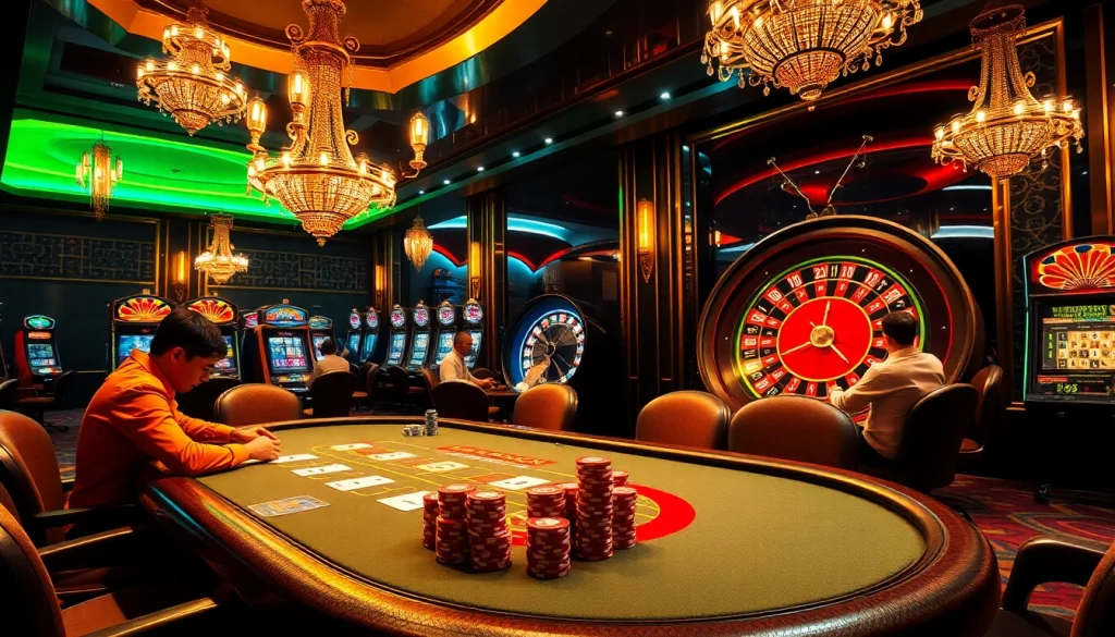 An engaging scene at a high-stakes poker table where mm88 players strategize to win, with colorful chips and dramatic lighting.