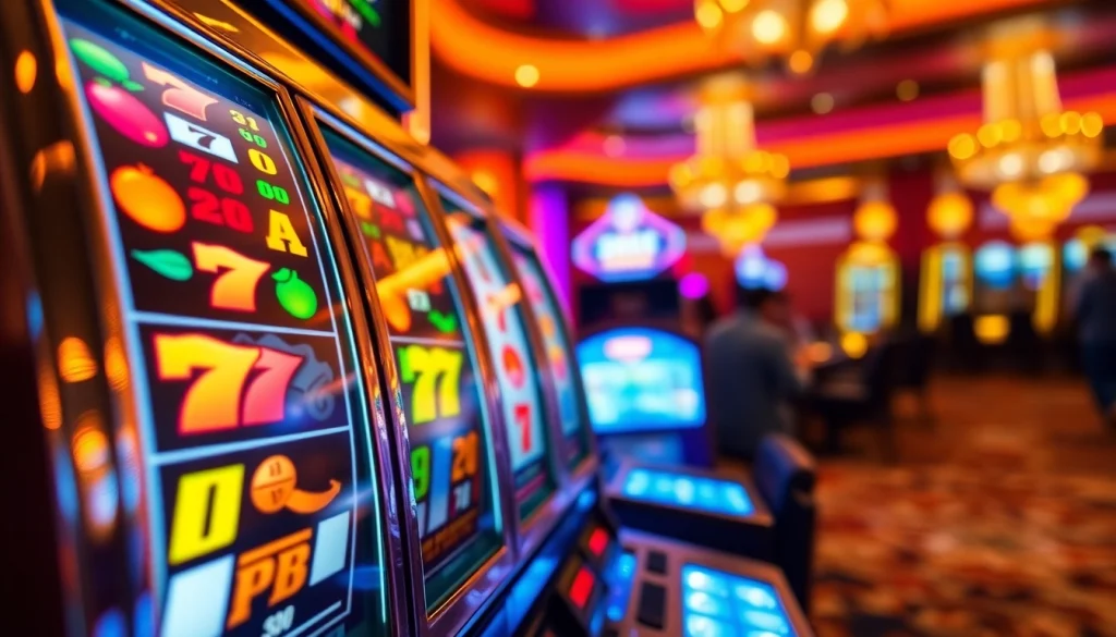 Raih kemenangan besar dengan slot terpercaya yang menampilkan mesin slot menyala dengan simbol menarik.