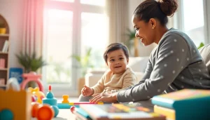 Engaging nanny providing care in a child's room emphasizing the Nanny Visa Dubai process.