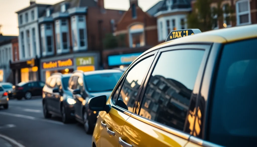 Book a West bridgford Taxi with a friendly driver assisting a passenger in a lively street scene.