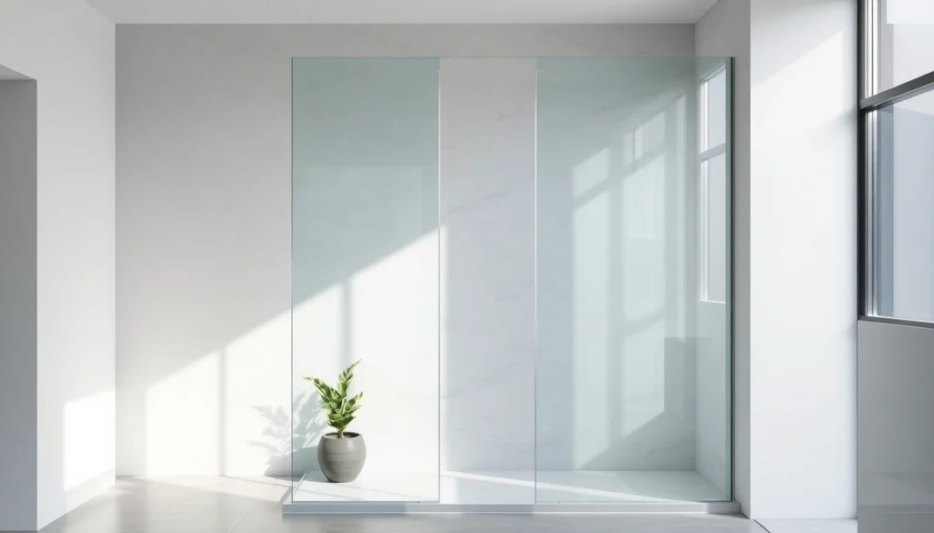 Installer paroi de douche moderne et élégante dans une salle de bain lumineuse.
