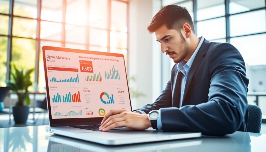 Analyze website performance and SEO data at https://vj88.online/ in a modern office setting.