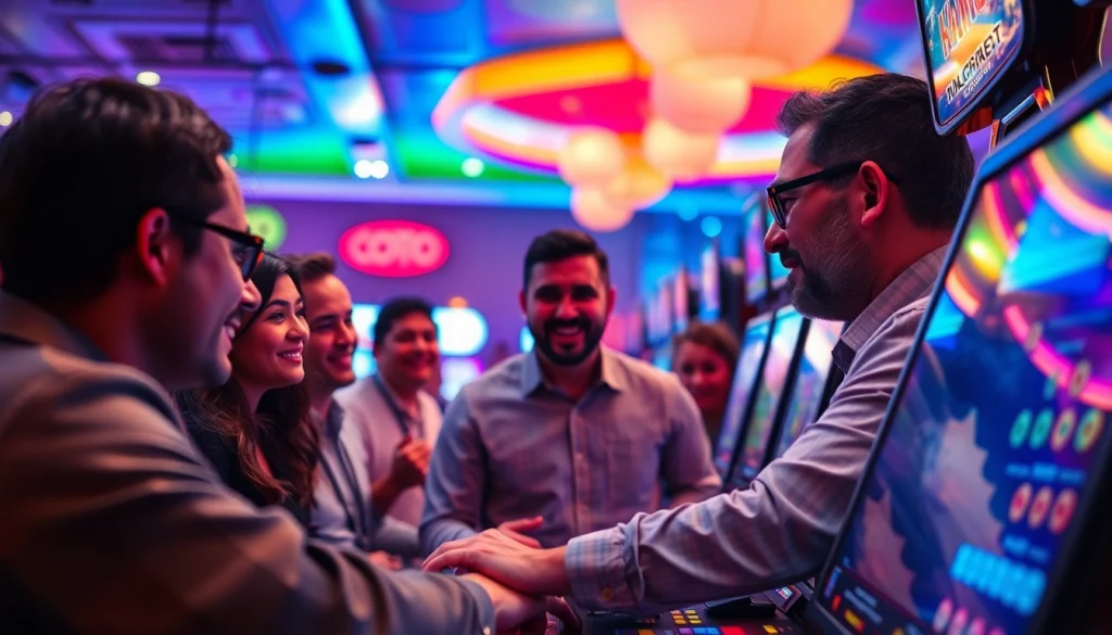 Menyaksikan momen seru bermain bandar toto di ruang permainan yang energik.