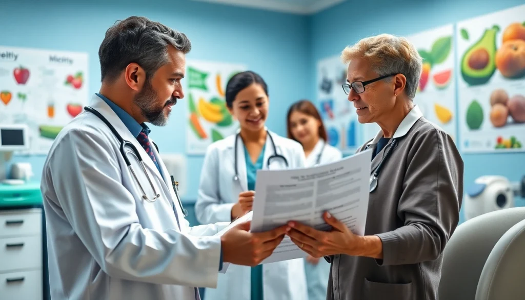 Discussing treatment options for Health improvement in a professional medical setting.