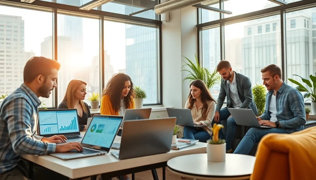 Nano Banana Pro in a collaborative tech workspace with diverse professionals using advanced technology.