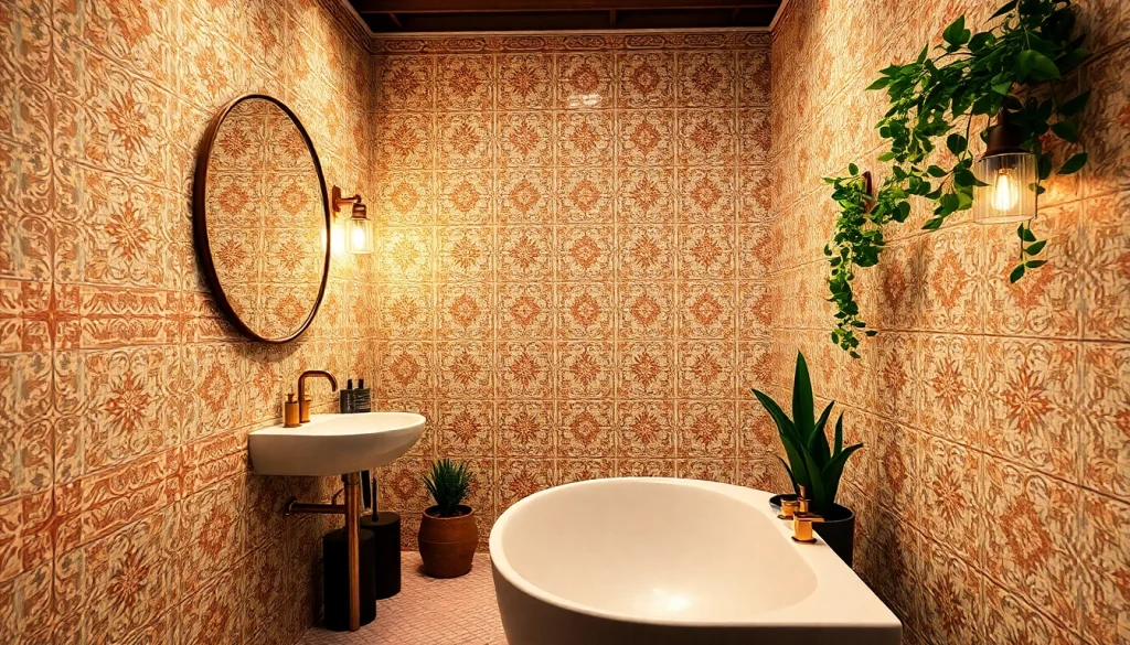 Tuiles Zellige sublimant l’esthétique d’un intérieur de salle de bains moderne.