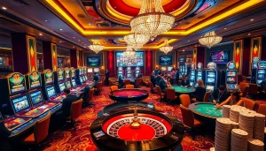 Experience the excitement of elite s88 vip gaming with vibrant casino tables and slot machines.
