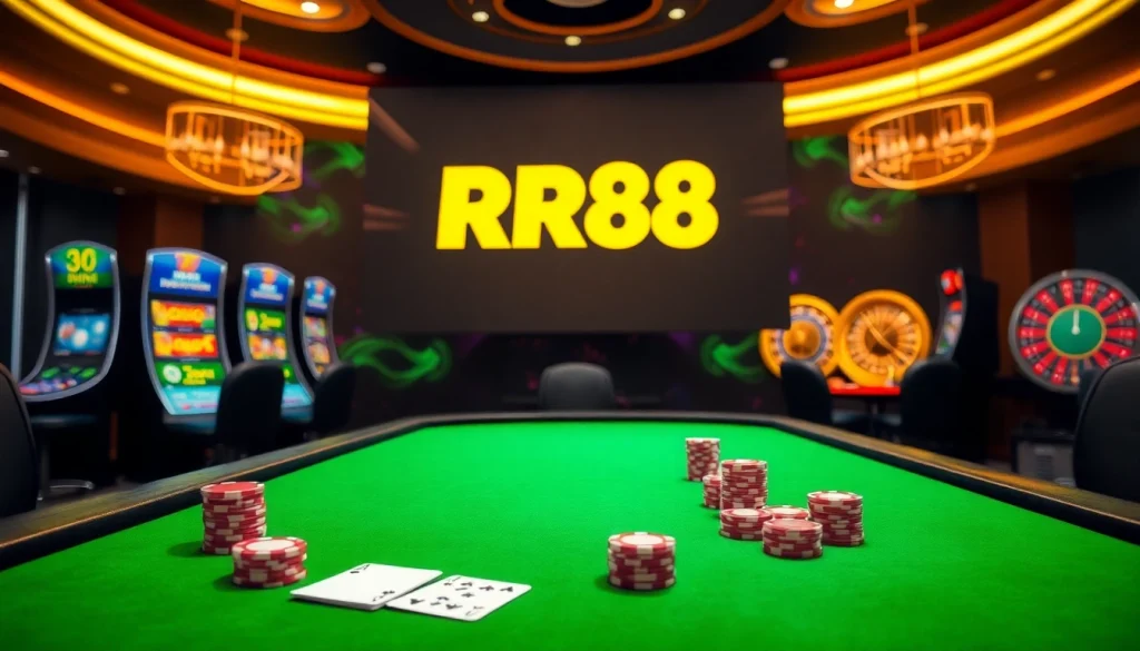 RR88 engages players with vibrant casino tables and dynamic online gaming interfaces.