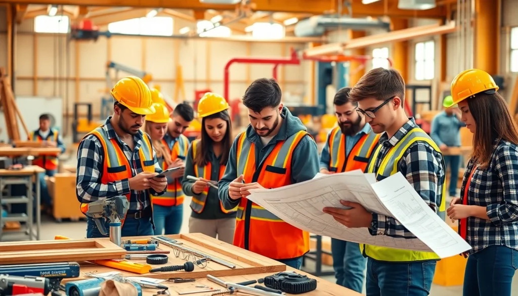 Students engaged in practical training at construction trade schools in texas workshops.
