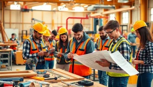 Students engaged in practical training at construction trade schools in texas workshops.