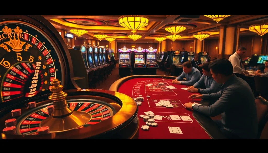 Engaged players strategizing their next move at a vibrant casino table, showcasing the excitement of Tha bet.