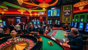 Experience the excitement of gambling at 여기여 with vibrant casino tables and engaging players.