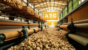 Maak katoen stoffen in een levendige textielfabriek met kleurrijke ontwerpen.