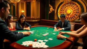 Experience an exciting Baccarat game at 789bet's luxurious casino with vibrant colors and immersive atmosphere.