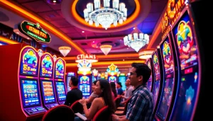 Permainan menarik di Istana777, dengan mesin slot cerah dan pemain terlibat.