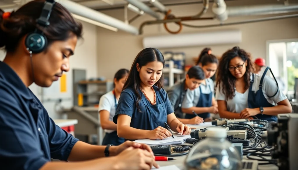 Students collaborating on projects at hawaii trade schools, showcasing hands-on skills training.