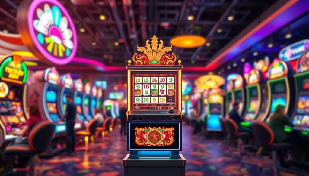 Mesin slot matador168 slot yang mengesankan di kasino dengan suasana ceria dan menarik.