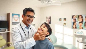Top braces dentist in Kuala Lumpur adjusting braces on a young patient in a bright modern dental clinic.