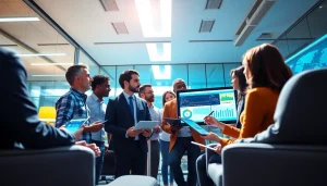 Team collaborating on competitive intelligence strategies in a modern office.