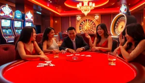 S88 VIP gaming table with players enjoying high-stakes poker in an elegant casino setting.