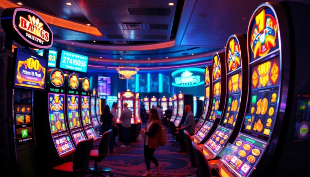 Exciting slot hoki gaming experience with vibrant machines and happy players.