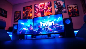 1win onlayn oyunlar və müasir oyun avadanlıqları ilə dolu dəstə mühitində.