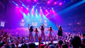 BLACKPINK news highlights concert performance with vibrant stage lights and enthusiastic crowd.