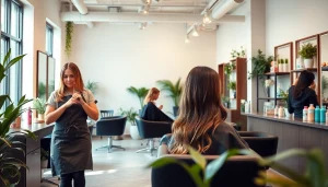 Addendum Salon offers a vibrant hair transformation experience with skilled stylists at work.