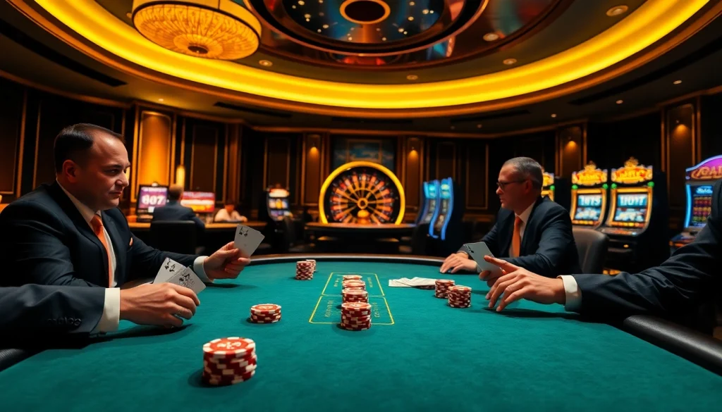 Experience thrilling poker action at i9bet .com with vibrant tables and luxurious casino ambiance.