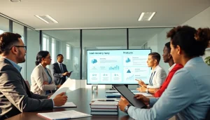 Visual representation of a Legal Debt Recovery Platform showcasing professionals collaborating in a modern office.