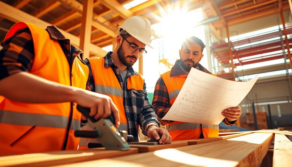 Hands-on learning during a construction apprenticeship with trainee and mentor at a building site.