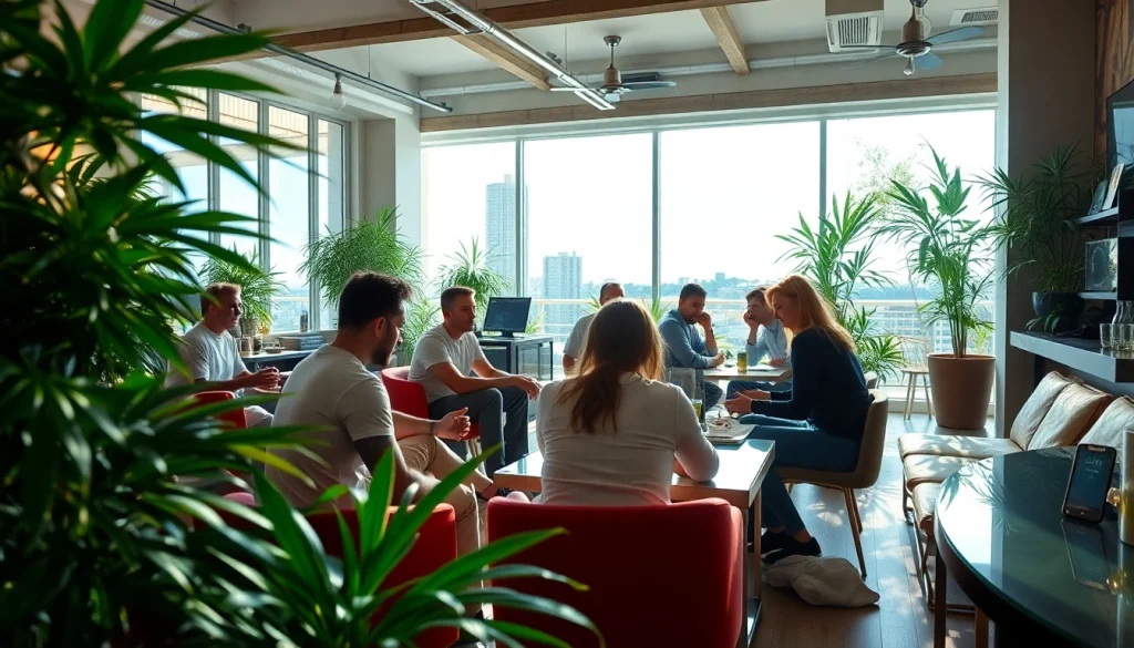 Cannabis Clubs Lloret De Mar members enjoying relaxing activities in a vibrant atmosphere.