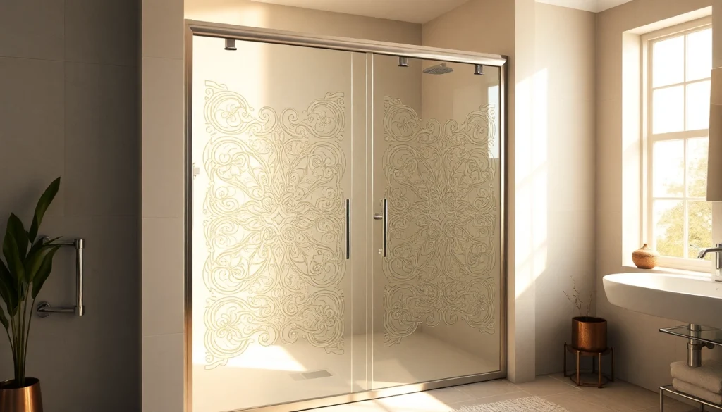 Elegant shower doors in a modern bathroom reflecting luxury and style.