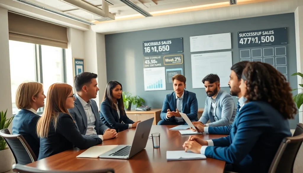 Sales recruiting services meeting in a modern office with diverse candidates and recruiters.