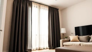 Geniet van verduisterende gordijnen die elegant licht blokkeren en comfort bieden.