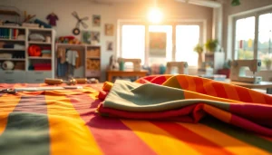 Punta di roma stoffen variëteit op een creatieve werktafel.