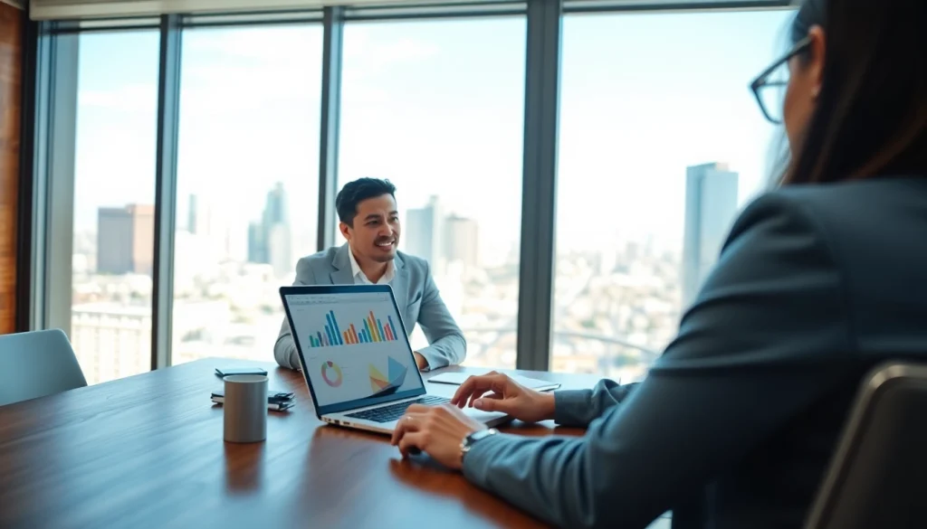 Engaging business coach Los Angeles shares strategies in a modern office setting.