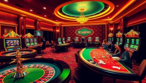The official hidden wiki showcasing a luxurious casino scene with roulette, poker tables, and engaging players.