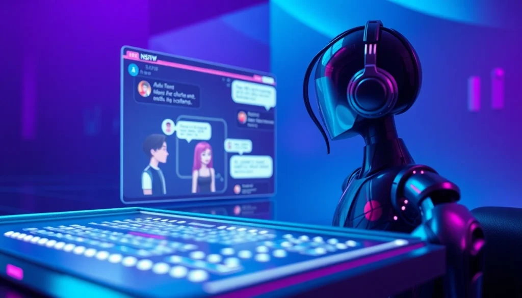 NSFW AI chatbot interface showcasing interactive avatars in an engaging atmosphere
