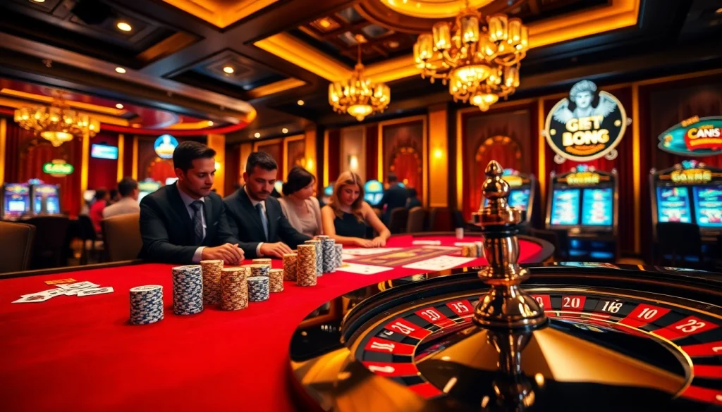 The thrill of betting at an upscale casino featuring elements from https://lc88.markerting with poker chips and roulette.