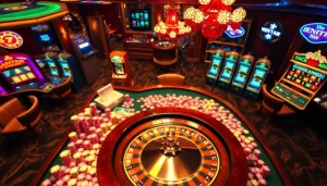 Experience thrilling gameplay at https://mk8th.net/ with vibrant casino elements like roulette wheels and betting chips.