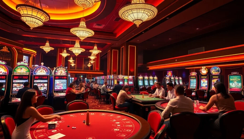 SODO CASINO showcases an inviting gaming atmosphere with vibrant slot machines and players enjoying table games.