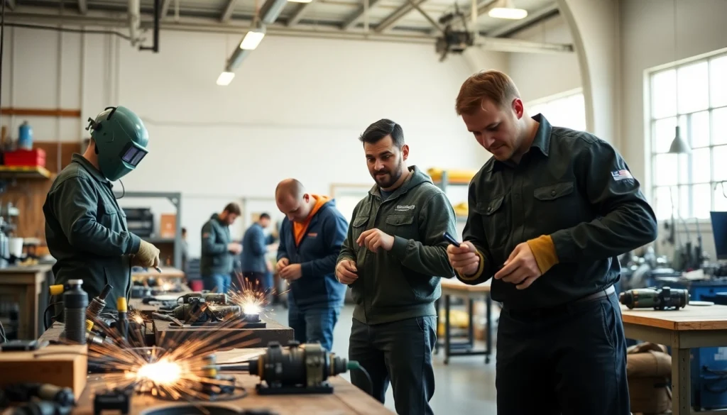 Students in a Trade School In Tennessee actively learning various trades in a collaborative workshop.