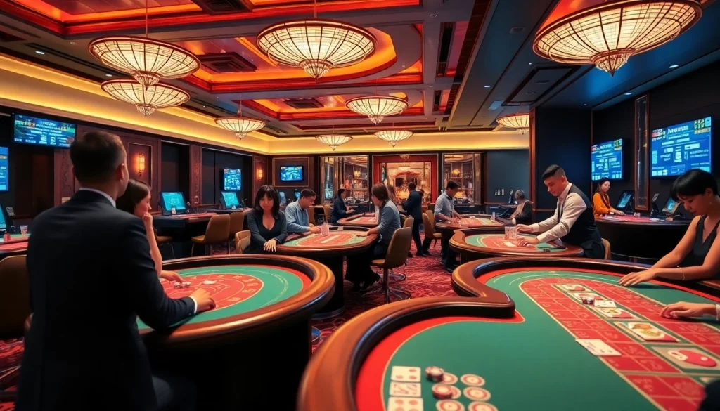 전문 딜러와 플레이어가 있는 카지노사이트의 매력적인 바카라 테이블 장면