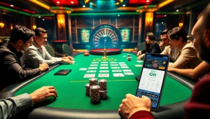 Exciting IDN Poker game at a luxury casino table with vibrant cards and chips.