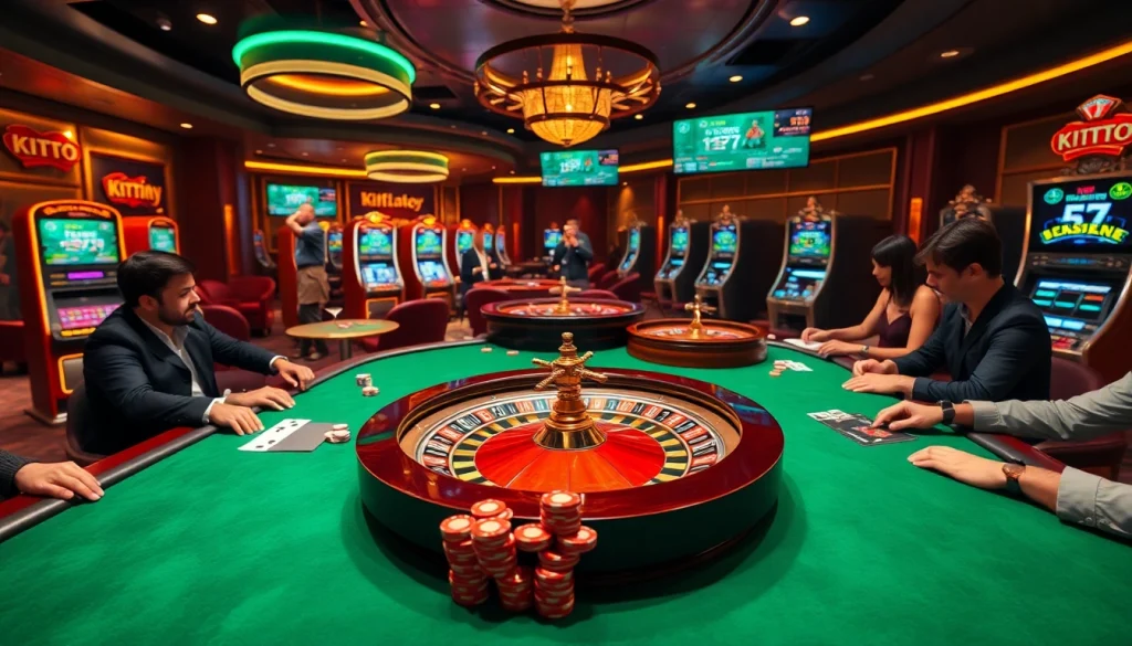 Rasakan sensasi kemenangan di meja permainan KIT4D Toto dengan cip poker yang berwarna-warni dan roda roulette yang berputar.